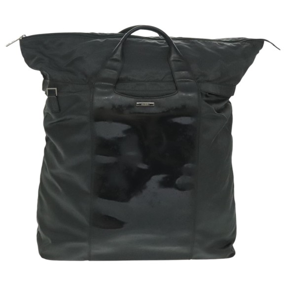 GUCCI Boston Bag Nylon Enamel 2way Gray Auth ti2188 - Picture 2 of 16